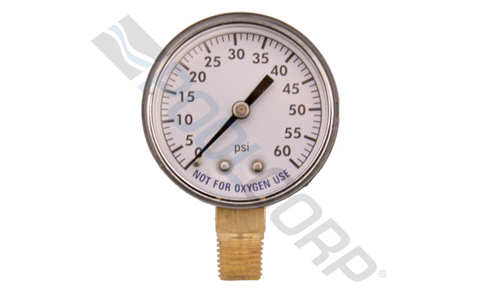 Super-Pro 2" Plastic Pressure Gauge 0.25" 0-60 PSI Bottom Mount